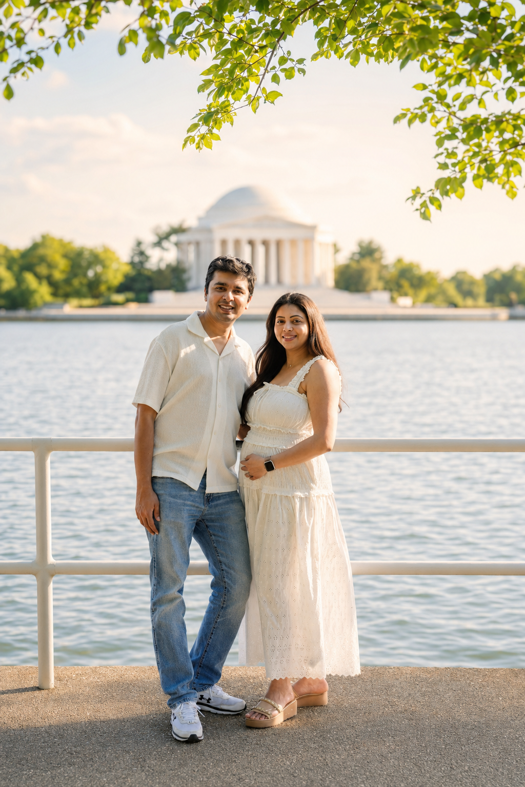 Dhwani and Dharam at the Tidal Basin in Washington, D.C.